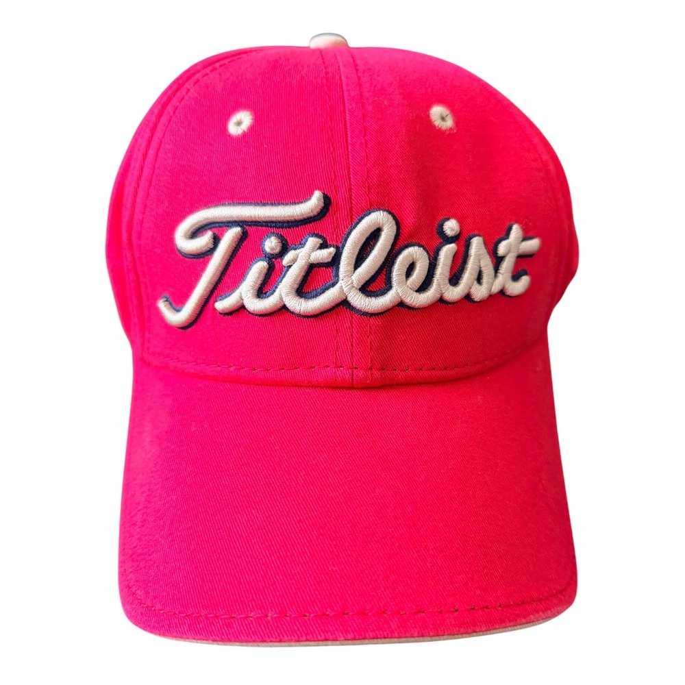 Titleist New Era Mens Golf Hat Red Adjustable Baseball Cap Embroidered Logo